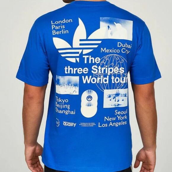 Adidas Originals Trefoil Blue Short Sleeve Graphic Tee - Picture 1 of 9
